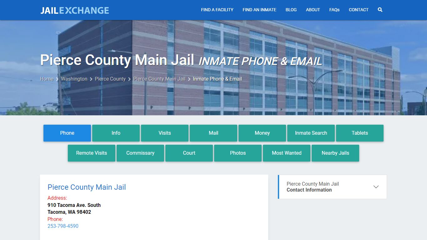 Inmate Phone - Pierce County Main Jail, WA - Jail Exchange